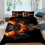 Housse de couette eau feu guitare x imprim�� d musique parure de lit personnes hypoallergique microfibre ...