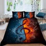 Housse de couette eau feu notes de musique x imprim�� d musique parure de lit personnes hypoallergique ...