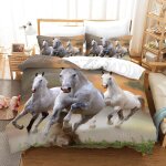 Housse couette enfant cheval x cm parure de lit + x taies d'oreiller xcm microfibre housse de couette ...