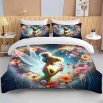 Housse de couette f�e clochette, taie d'oreiller, parure de lit, housse de couette, parure de lit double, ...