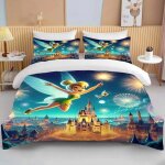 Housse de couette f�e clochette, taie d'oreiller, parure de lit, housse de couette, parure de lit double, ...