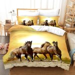Housse de couette fermeture ��clair cheval x cm parure de lit + x taies d'oreiller xcm microfibre housse ...