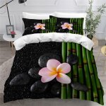 Housse de couette fermeture eclair x ultra doux housse de couette for��t de bambous pierre zen fleurs ...