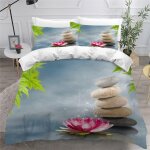 Housse de couette fermeture eclair x ultra doux housse de couette pierre zen fleur de lotus art de la ...