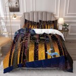 Housse de couette fille cerf chevreuil animaux x cm parure lit + x taies d'oreiller xcm microfibre housse ...
