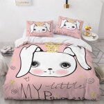 Housse de couette fille d��guis��e en lapin x imprim�� d jolie princesse parure de lit personnes hypoallergiqu ...