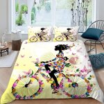 Housse de couette fille papillon x imprim�� d rose fleuri parure de lit personnes hypoallergique microfibre ...
