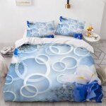 Housse de couette fleurs bleues x imprim�� d style moderne parure de lit personnes hypoallergique microfibre ...