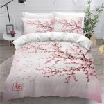 Housse de couette la floraison des cerisiers japonais x d fleur rose parure de lit personnes hypoallergique ...