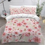 Housse de couette la floraison des cerisiers japonais x d fleur rose parure de lit personnes hypoallergique ...