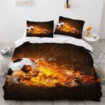 Housse de couette le foot est en feu x enfant ado fille d parure de lit personne microfibre pi��ces housse ...