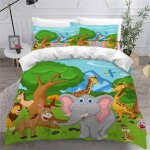 Housse de couette for��t d'animaux x imprim�� d lion girafe parure de lit personnes hypoallergique microfibre ...