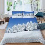 Housse de couette for��t d'hiver x imprim�� d neige parure de lit personnes hypoallergique microfibre ...