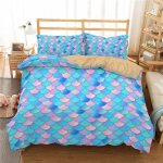 Housse de couette g��om��triques color��es ��cailles de poisson parure de lit de luxe en microfibre fermeture ...
