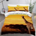 Housse de couette girafe x imprim�� d animaux du coucher du soleil parure de lit personnes hypoallergique ...