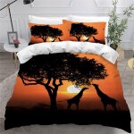Housse de couette girafe x imprim�� d coucher de soleil animaux nature parure de lit personnes hypoallergique ...