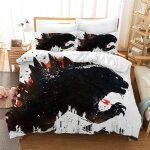 Housse de couette godzilla, dinosaure monstre taie d'oreiller parure de lit anti - acariens douce 15% ...