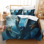 Housse de couette godzilla, dinosaure monstre taie d'oreiller parure de lit anti - acariens douce 15% ...
