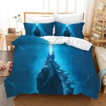 Housse de couette godzilla, dinosaure monstre taie d'oreiller parure de lit anti - acariens douce 15% ...