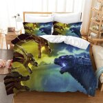 Housse de couette godzilla, dinosaure monstre taie d'oreiller parure de lit anti - acariens douce 15% ...