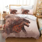 Housse de couette godzilla, dinosaure monstre taie d'oreiller parure de lit anti - acariens douce 15% ...