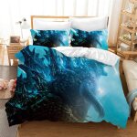 Housse de couette godzilla, dinosaure monstre taie d'oreiller parure de lit anti - acariens douce 15% ...
