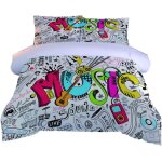 Housse de couettes guitare instrument de musique xcm parure de lit pour personnes avec fermeture ��clair ...