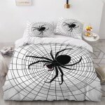 Housse de couette halloween x imprim�� d toile d'araign��e noire parure de lit personnes hypoallergique ...
