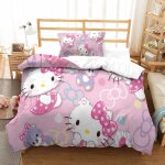 Housse de couette hello kitty impression d pink parure de lit en microfibre hypoallergique housses de ...