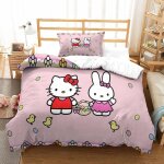 Housse de couette hello kitty impression d pink parure de lit en microfibre hypoallergique housses de ...