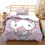 Housse de couette hello kitty impression d pink parure de lit en microfibre hypoallergique housses de ...