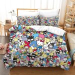 Housse de couette hello kitty impression d pink parure de lit en microfibre hypoallergique housses de ...