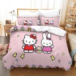 Housse de couette hello kitty d motif imprim�� parure de lit housses de couettes pink en microfibre avec ...