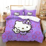 Housse de couette hello kitty d motif imprim�� parure de lit housses de couettes pink en microfibre avec ...