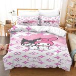 Housse de couette hello kitty du taies d'oreiller, d pink parure de lit ensemble de literie en microfibre ...