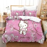 Housse de couette hello kitty du taies d'oreiller, d pink parure de lit ensemble de literie en microfibre ...