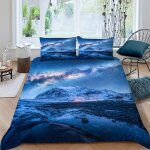 Housse de couette hiver x imprim�� d nuit de montagne enneig��e parure de lit personnes hypoallergique ...