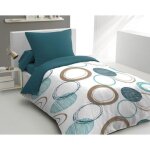 Housse de couette home linge passion audace microfibre bleu canard 140x200 cm