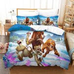Housse de couette ice age, parure de lit cartoon, impression num��rique d, microfibre, fermeture ��clair ...
