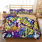 Housse de couette imprim��e en d graffiti style hip - hop soft respirant s��rie microfibre literie - ...