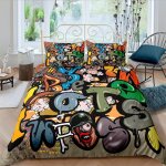 Housse de couette imprim��e en d graffiti style hip - hop soft respirant s��rie microfibre literie - ...