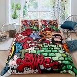 Housse de couette imprim��e en d graffiti style hip - hop soft respirant s��rie microfibre literie - ...