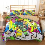 Housse de couette imprim��e en d graffiti style hip - hop soft respirant s��rie microfibre literie - ...