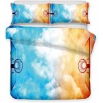 Housse de couette imprim�e en 3d, motif basket - ball, parure de lit facile d'entretien, hypoallerg�nique, ...