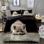 Housse de couette imprim�e en d housse de couette chat pi�ces ensemble de literie couvre - lit respirant ...