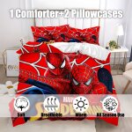 Housse de couette imprimee dessin anime marvel spider - man 3 pieces, literie super douce, diff�rentes ...