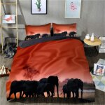 Housse de couette imprim�e en d elephant housse de couette pi�ces ensemble de literie double taille (king ...
