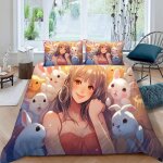 Housse de couette japon manga x imprim�� d fille fans anime parure de lit personnes hypoallergique microfibre ...