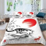 Housse de couette japon x enfant ado fille d soleil chat parure de lit personne microfibre pi��ces housse ...