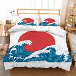 Housse de couette japon x imprim�� d marine r��tro parure de lit personnes hypoallergique microfibre ...